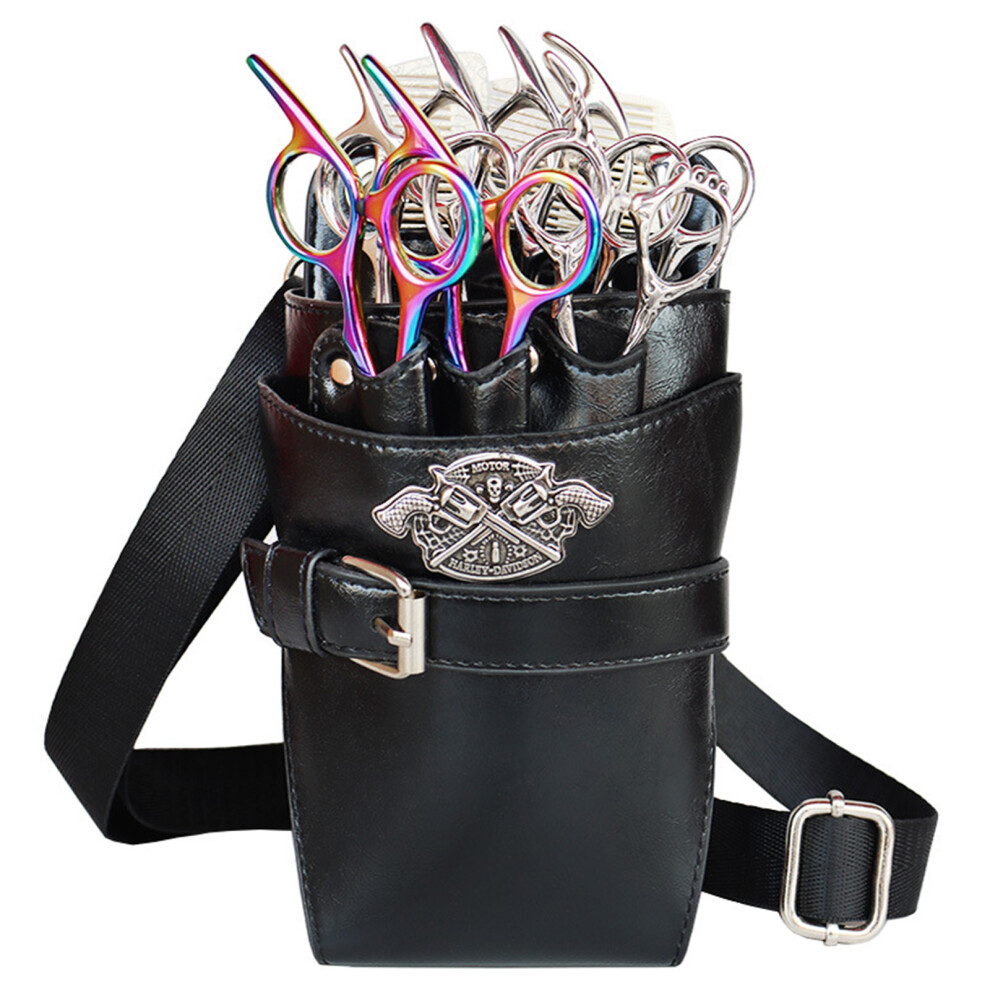7-Slot Barber Scissors Waist Bag Pu Leather Tool Bag 461605370859