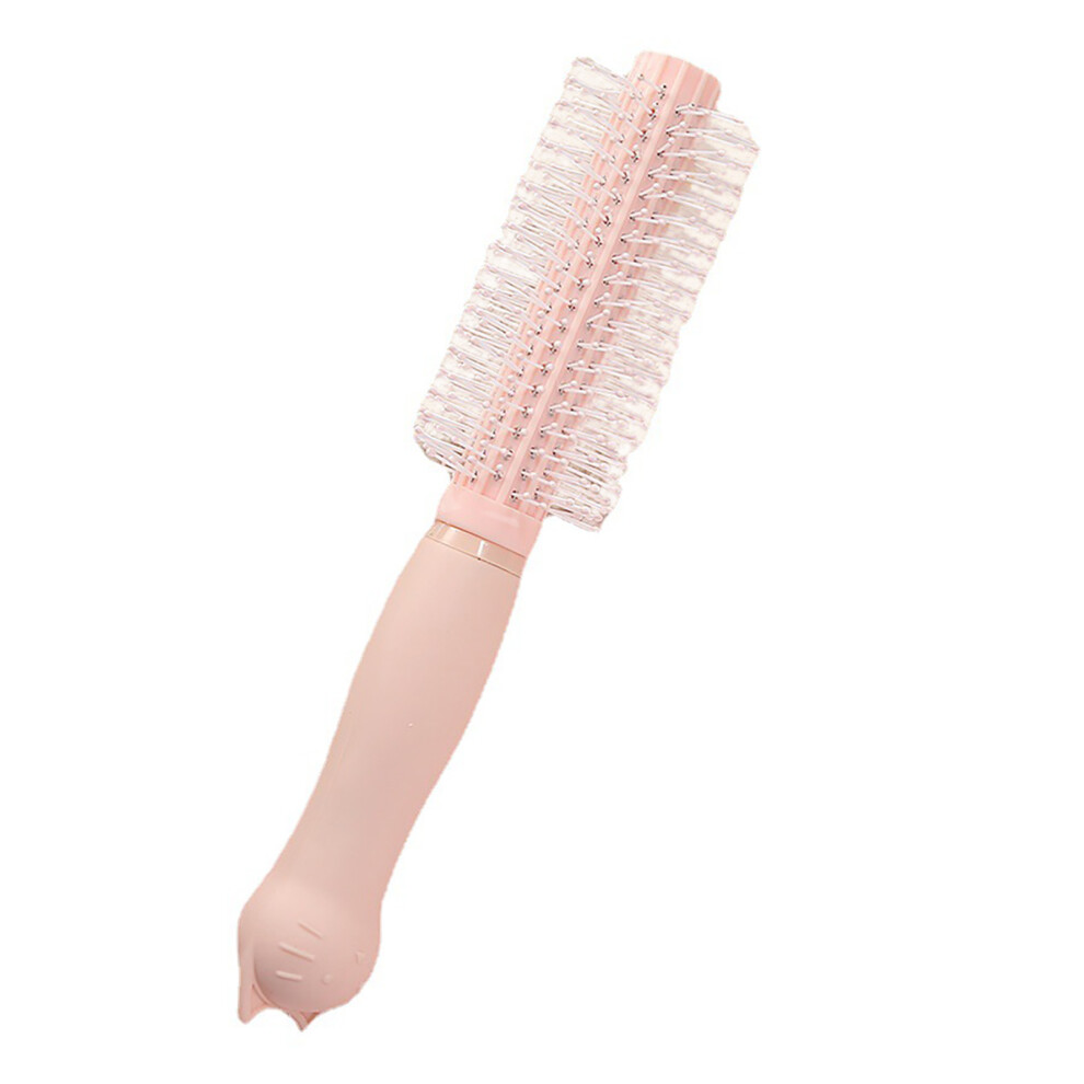 Round Hair Brush Cat Handle Curling Straightening Tool Pink