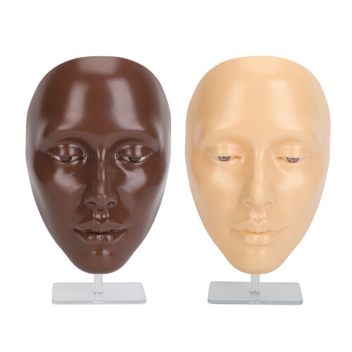 (Black White Face) 2x 5D Silicone Makeup Practice Face Mannequin 1