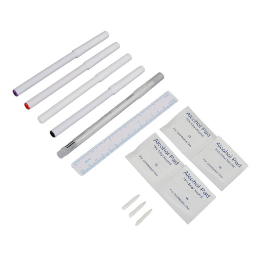 8pcs Skin Marker Pen Microblading Tattoo Stencil 2pcs Erasing Pen 1