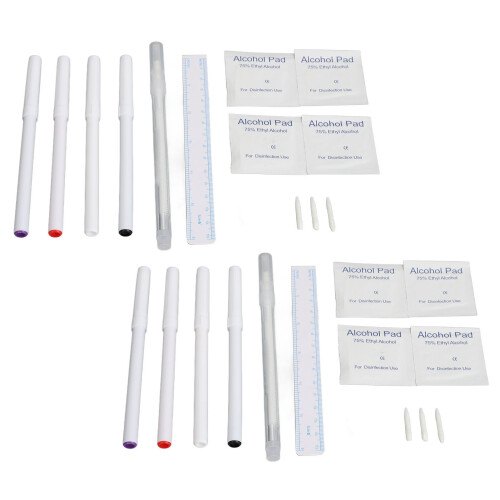 8pcs Skin Marker Pen Microblading Tattoo Stencil 2pcs Erasing Pen 2