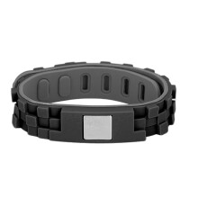 (Black) Fascia Polso Antistatica Ioni Negativi Silicone Nero Regolabile