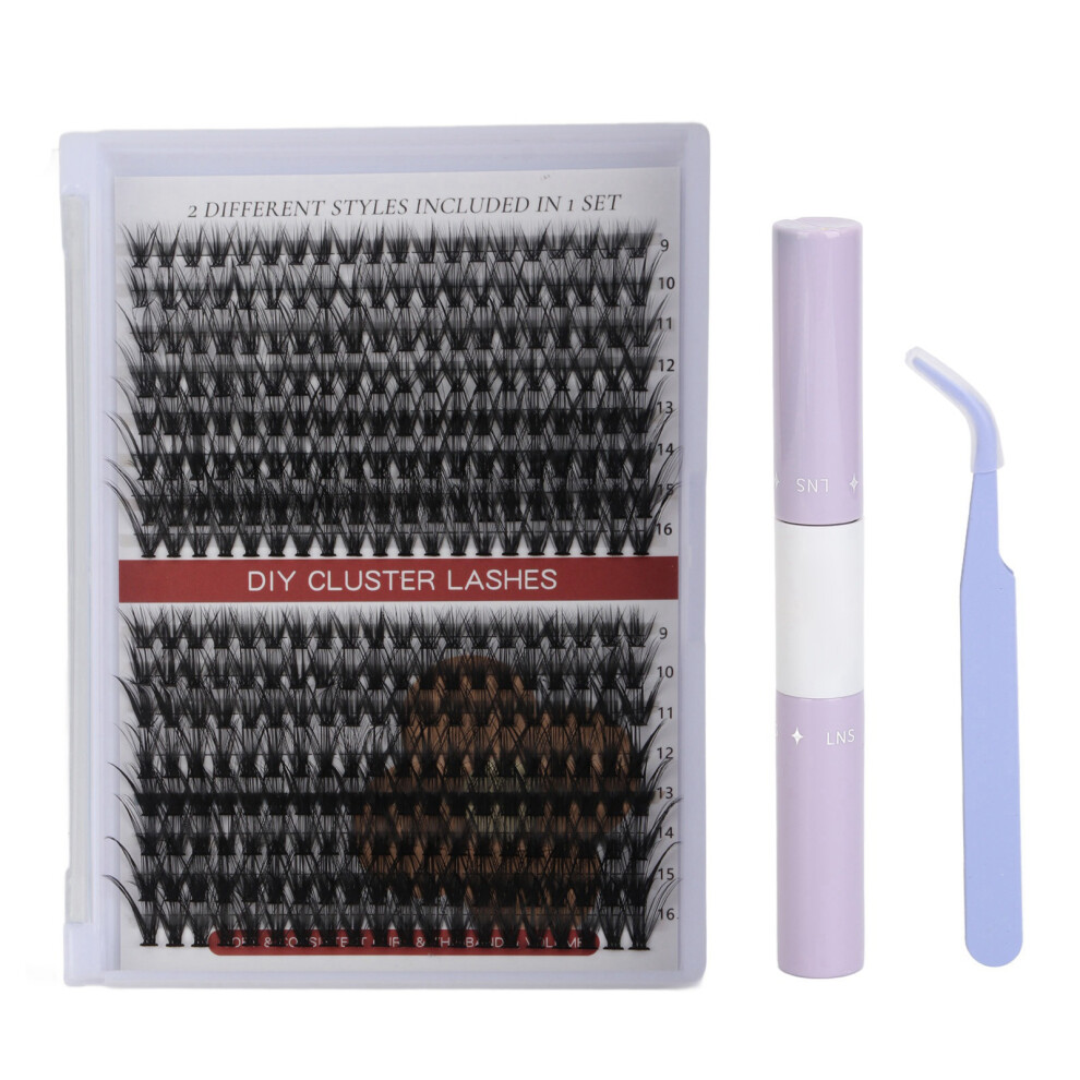 (30D with 40D) DIY Lash Kit 240pcs 10-16mm Clusters 2ml Bond Seal Tweezers 40D