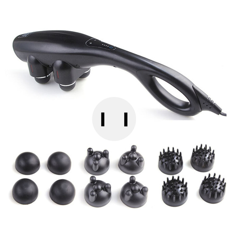 (US Plug 110V) Infrared Handheld Neck Back Massager 4 Heads Deep Tissue EU Plug 220V