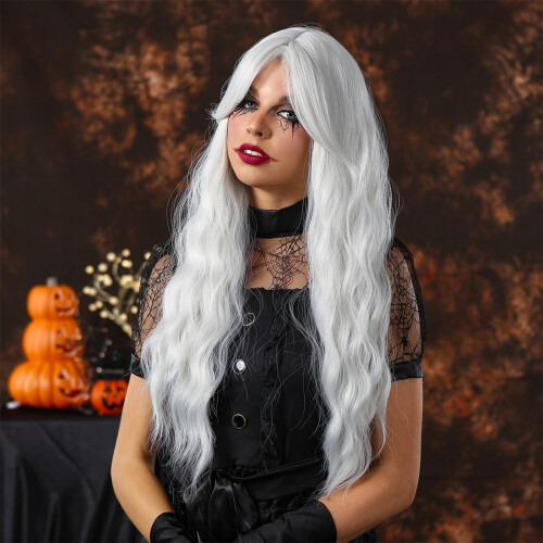 Damen-Halloween-Cosplay-Perücke mit Pony realistisch 1