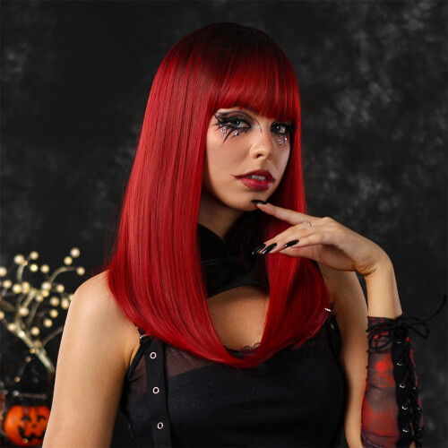 Damen-Halloween-Cosplay-Perücke mit Pony realistisch 2