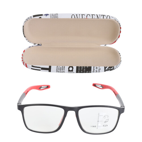 (Black Frame Red Leg +200) Anti-slip Blue Light Glasses Black 1