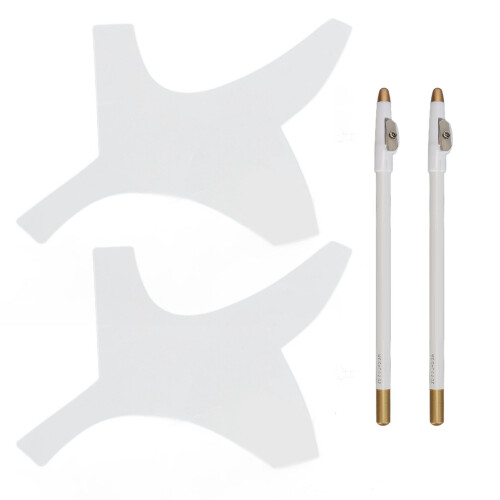 (Transparent) 2 Set Barber Shaping Tool with Beard Guide Mustache Stencil