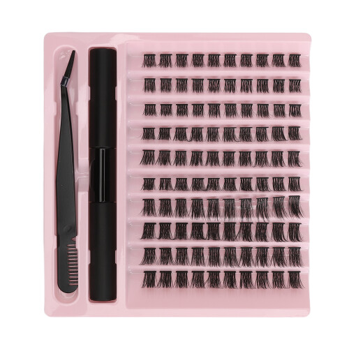 100er Cluster-Wimpern D-Curl DIY mit Kleber & Pinzette