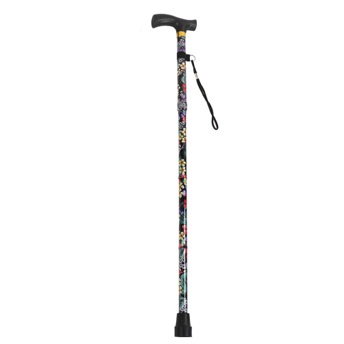 Folding Walking Cane Floral T-Handle Elderly Outdoor Stick 2