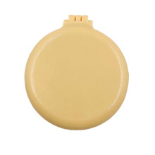 (Yellow) Mini Folding Mirror Hair Brush Portable Round Cushion Yellow