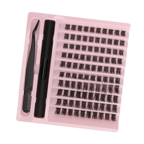 100er Cluster-Wimpern D-Curl DIY mit Kleber & Pinzette 2