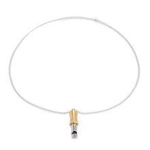 (Gold) Atem-Anxiety-Halskette aus Stahl, blaues Meditationswerkzeug