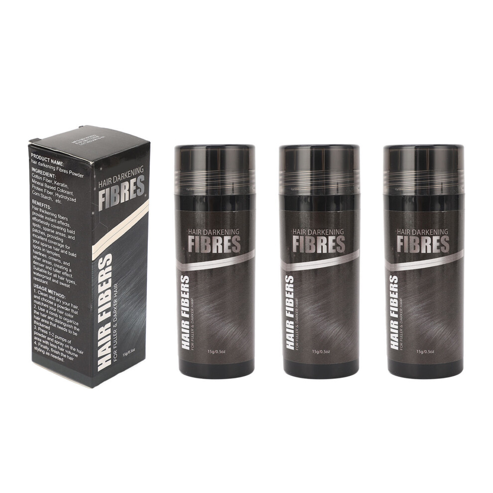 Black 3Pcs 15G Hair Volumizing Powder Thickening Fibers