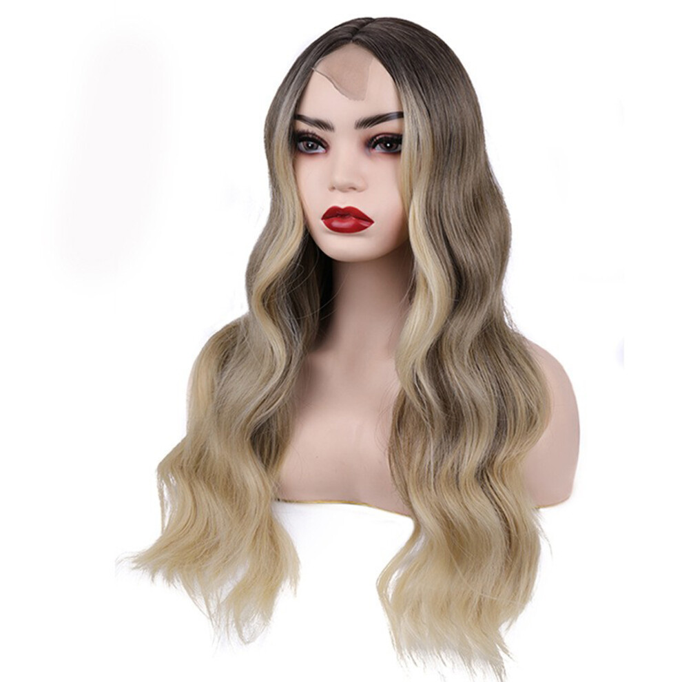 Dyed center parted lace big wave curly hair female wig