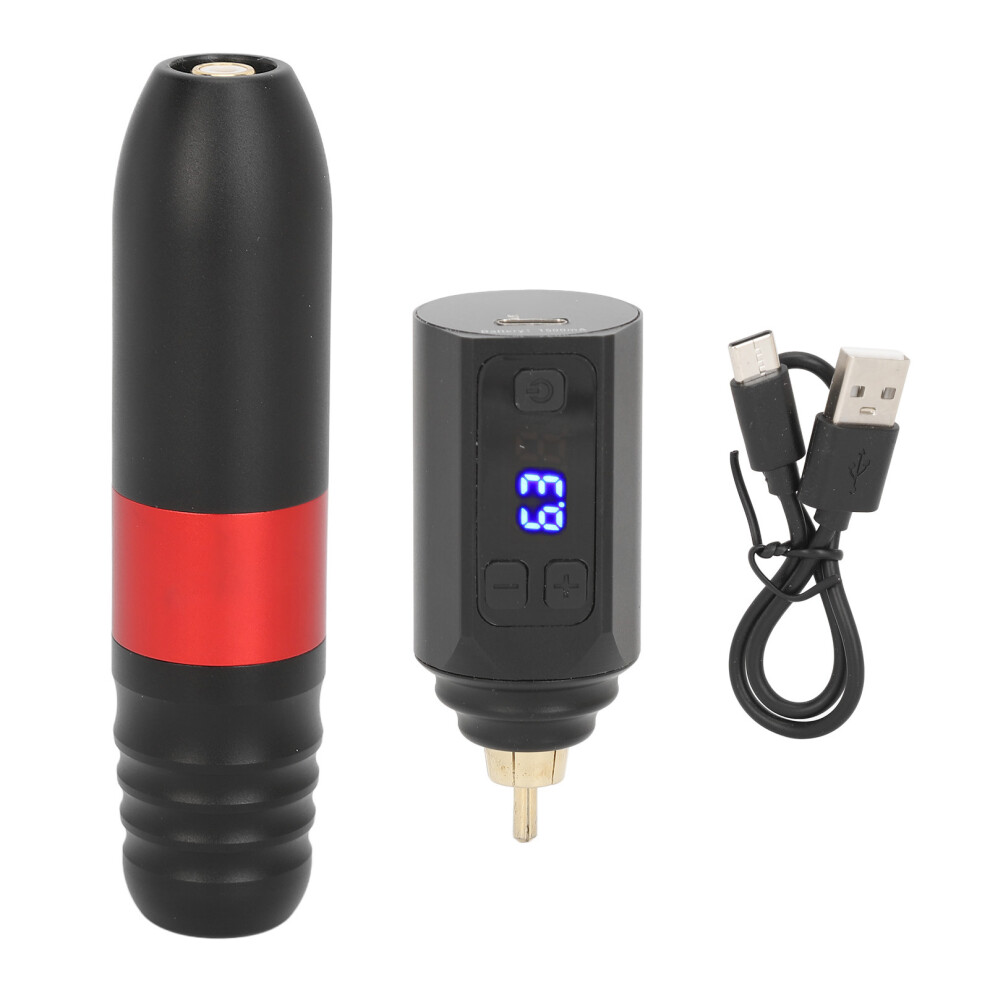Black Rotary Tattoo Machine Kit Digital Display 1500Mah Wireless Rca