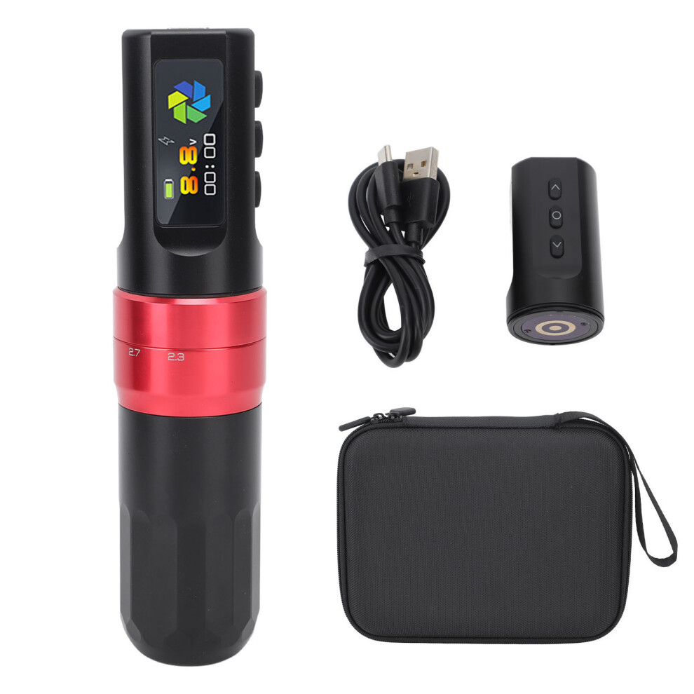 Red/Black () Wireless Tattoo Pen Kit 2000Mah Dual Battery Rotary Machine