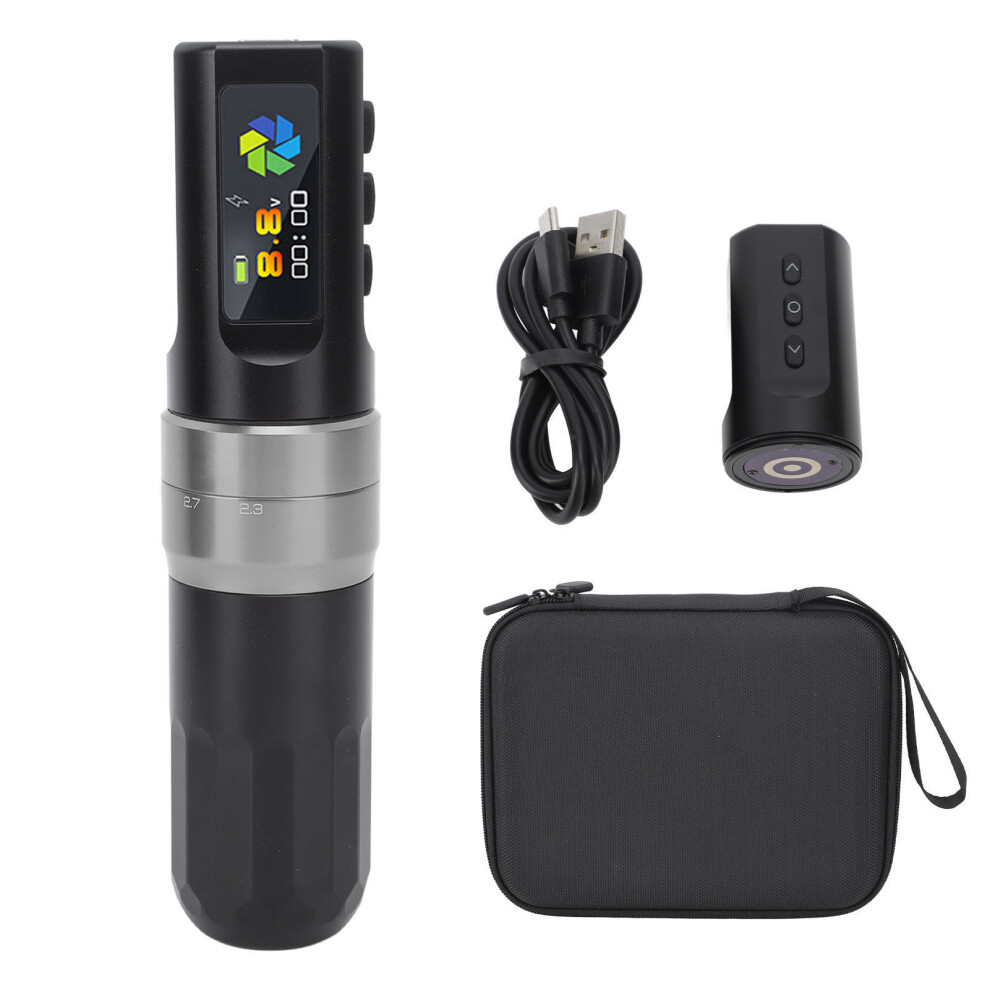 Silver/Black () Wireless Tattoo Pen Kit 2000Mah Dual Battery Rotary Machine
