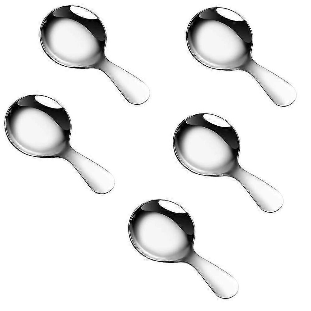 Kikidex (As Show, One Size) 5 Pcs Short Handle Spoons Sugar Condiments Spoons Salt Condiments Dessert Spoon Tea Coffee Spoons Ice Cream Spoon Brown
