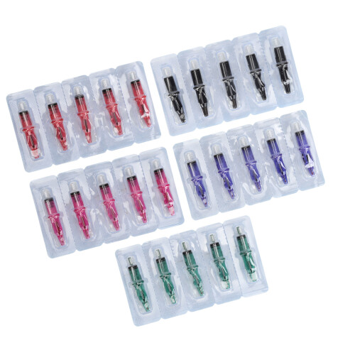 100x Tattoo-Patronen 5 Farben 0,5mm Kugelspitze 2