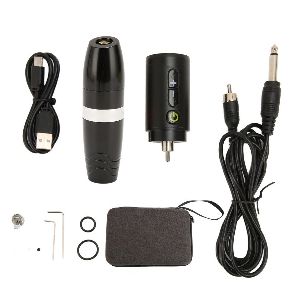 Black/Silver ( Silver) Rotary Tattoo Pen Kit Rca 1600Mah Rechargeable Wireless