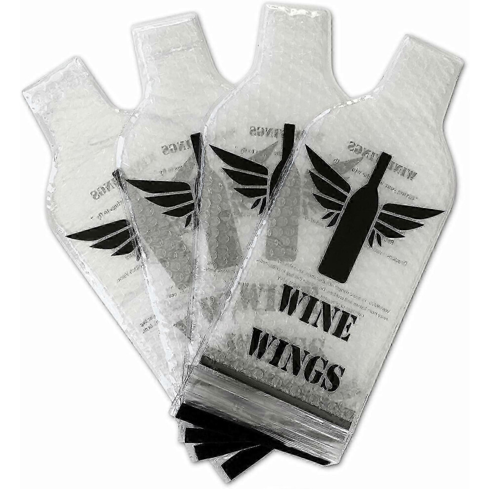Kikidex (As Show, One Size) Upgraded 4 Pack Wine Wings Reusable Bottle Protector Sleeve Travel Bag Luggage Leak Safe