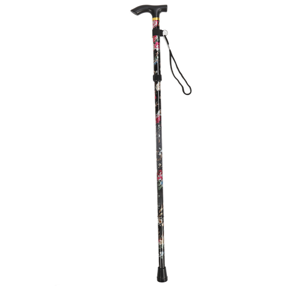 Folding Walking Cane 5 Height Levels Ergonomic Elderly Stick