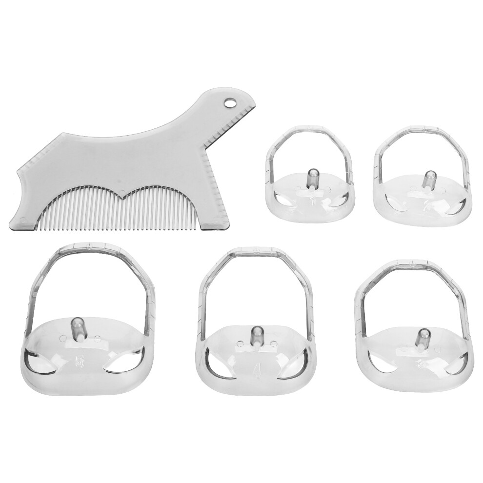 Blue (Transparent) Beard Shaping Tool With Comb 5 Size Template Mustache Grooming