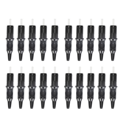 (Black) 20pcs Tattoo Ballpoint Cartridges 0.5mm 4ml Green Practice Dotwork