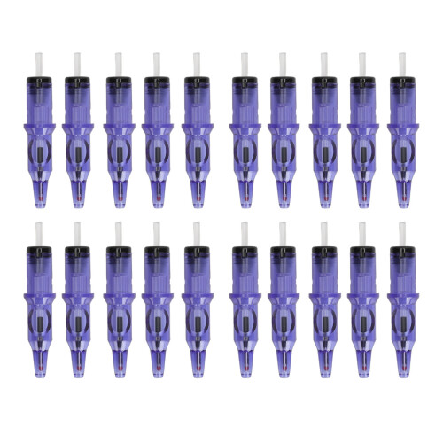 (Blue) 20pcs Tattoo Ballpoint Cartridges 0.5mm 4ml Green Practice Dotwork