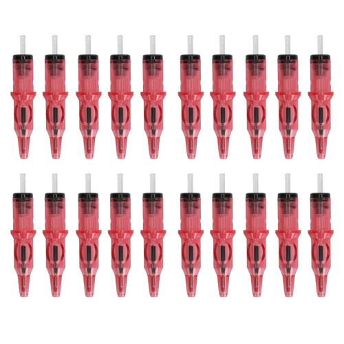 (Red) 20pcs Tattoo Ballpoint Cartridges 0.5mm 4ml Green Practice Dotwork
