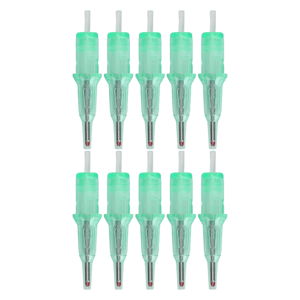 (Green) 10Pcs 2ml Tattoo Ballpoint Pen Cartridges 0.5mm for Beginners Pink