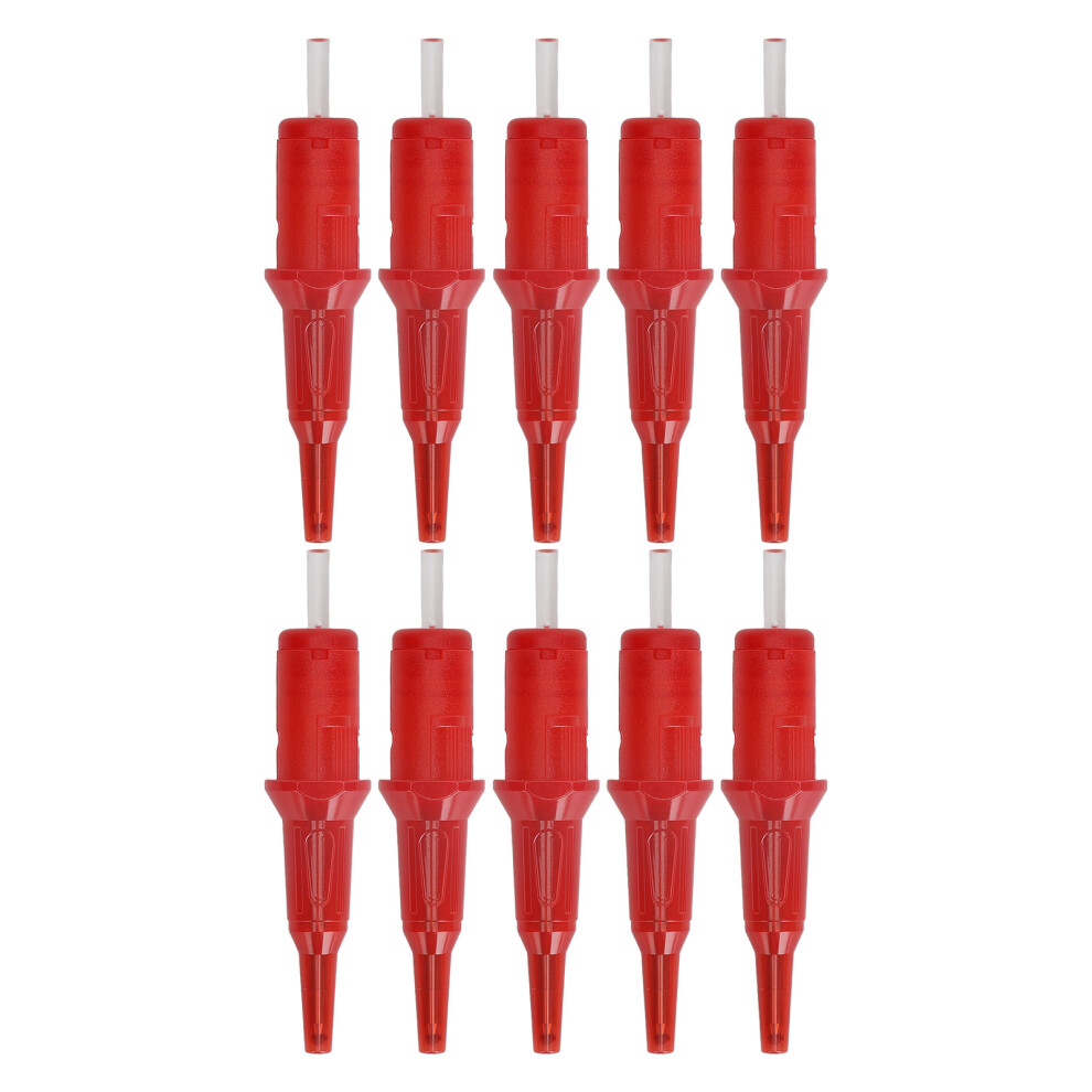 (Red) 10Pcs 2ml Tattoo Ballpoint Pen Cartridges 0.5mm for Beginners Pink