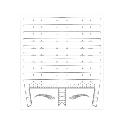 100x Clear Adhesive Eyebrow Ruler Stencils