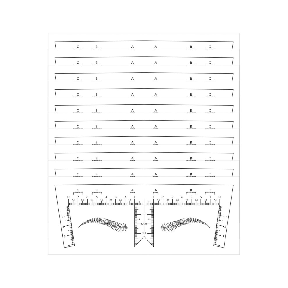 100PCS Eyebrow Ruler Stencils Clear Transparent Adhesive