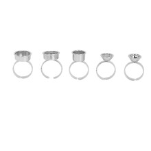 (Silver) 5x Reusable Stainless Steel Ink Ring Cups Microblading