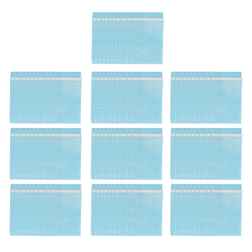 100x Blue 3-Layer Waterproof Breathable Disposable Bibs