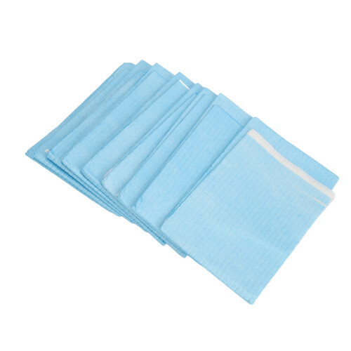 100x Blue 3-Layer Waterproof Breathable Disposable Bibs 1