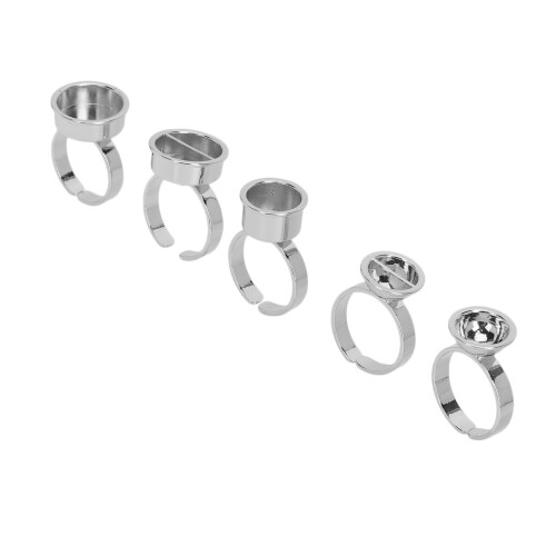 (Silver) 5x Reusable Stainless Steel Ink Ring Cups Microblading 1