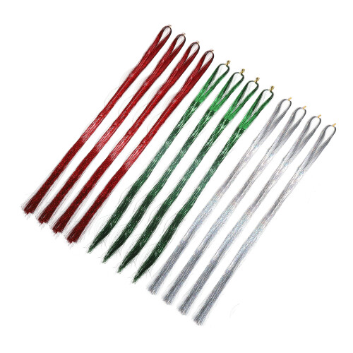 12 Bündel Glitzer Tinsel Haartinsel Extensions 1,2m 1