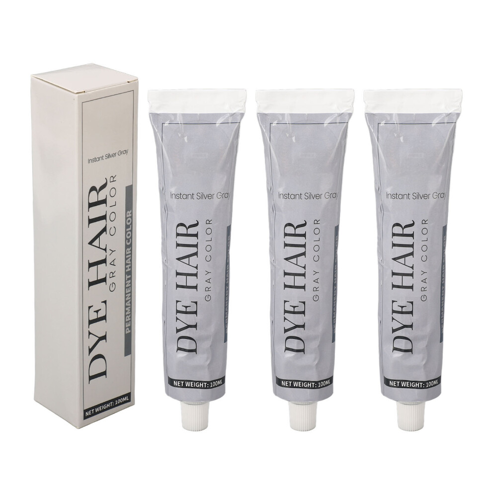 Cream 3Pcs Gray Hair Dye Long-Lasting Semi-Permanent 100Ml