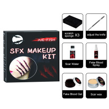 Halloween-Make-up-Set mit Horrorwachs, Blutgel & Spray