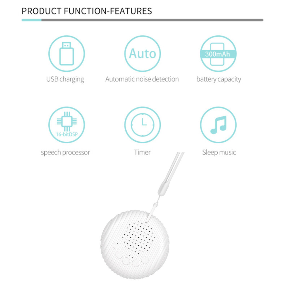 White Portable Baby Sleep Machine Mini Noise Therapy Device