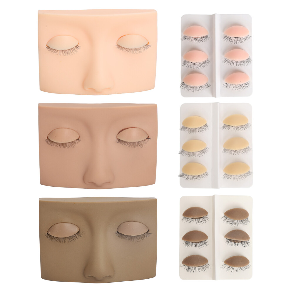 3 Colors Realistic Eyelash Mannequin Head with 9 Removable Eyelids