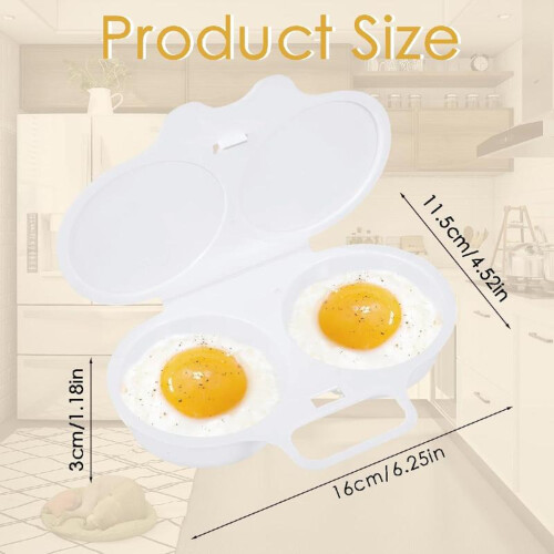 (Default) Microwave Egg Poacher Kitchen Steam Maker Cooker 2 Eggs Poach Breakfast Kitchen. Utensils Plastic White 2