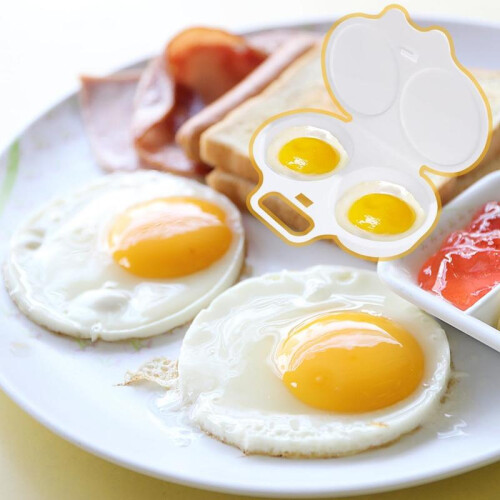 (Default) Microwave Egg Poacher Kitchen Steam Maker Cooker 2 Eggs Poach Breakfast Kitchen. Utensils Plastic White 1