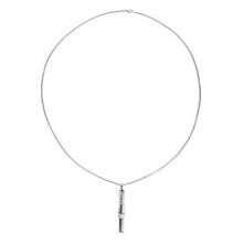 (Silver) Whistle Pedant Necklace Reduce Anxiety Deep Breathing Stainless Steel