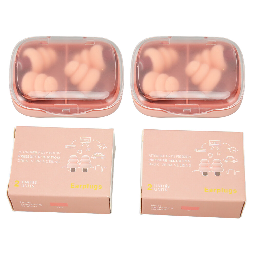 2 Pairs Noise Canceling Reusable Earplugs With Storage Box 461605382043