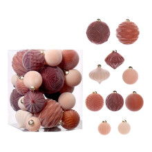 35Pcs Christmas Flocking Ornament Velvety Texture-Caramel Brown