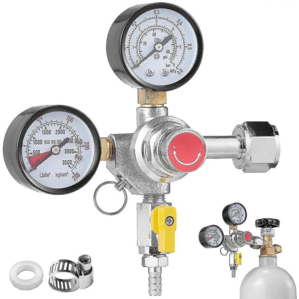 Kikidex (As Show, One Size) Double Gauge Regulator. Co2 Regulator Gauge With 0-60Psi. Compatible Draft Beer Homebrew. Cga320